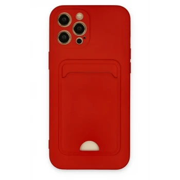 Newface Apple iPhone 12 Pro Max Kılıf Kelvin Kartvizitli Silikon - Kırmızı