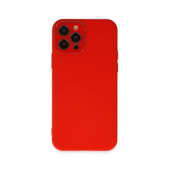 Newface Apple iPhone 12 Pro Max Kılıf Lansman Glass Kapak - Kırmızı