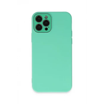 Newface Apple iPhone 12 Pro Max Kılıf Lansman Glass Kapak - Turkuaz