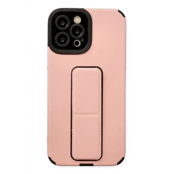 Newface Apple iPhone 12 Pro Max Kılıf Mega Standlı Silikon - Pudra