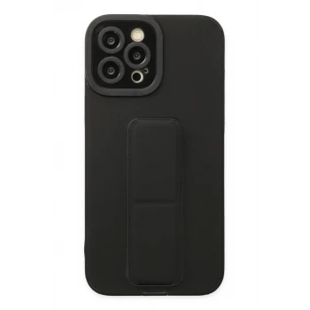 Newface Apple iPhone 12 Pro Max Kılıf Mega Standlı Silikon - Siyah