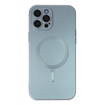 Newface Apple iPhone 12 Pro Max Kılıf Moshi Lens Magneticsafe Silikon - Sierra Blue