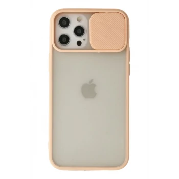 Newface Apple iPhone 12 Pro Max Kılıf Palm Buzlu Kamera Sürgülü Silikon - Pembe