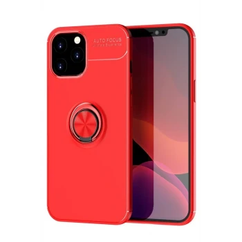 Newface Apple iPhone 12 Pro Max Kılıf Range Yüzüklü Silikon - Kırmızı