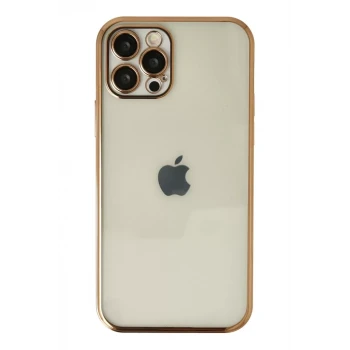 Newface Apple iPhone 12 Pro Max Kılıf Razer Lensli Silikon - Gold