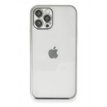 Newface Apple iPhone 12 Pro Max Kılıf Razer Lensli Silikon - Gümüş
