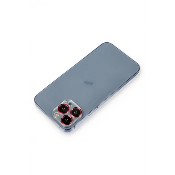 Newface Apple iPhone 12 Pro Max Metal Kamera Lens Koruma Cam - Kırmızı