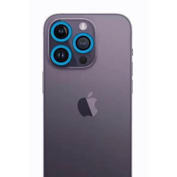 Newface Apple iPhone 12 Pro Max Neon Fosforlu Kamera Lens - Mavi
