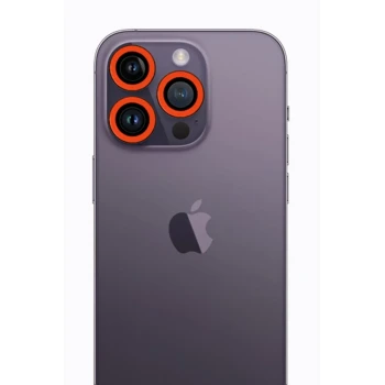 Newface Apple iPhone 12 Pro Max Neon Fosforlu Kamera Lens - Turuncu
