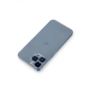 Newface Apple iPhone 12 Pro Metal Kamera Lens Koruma Cam - Mavi