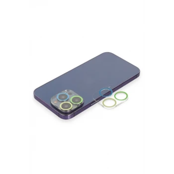 Newface Apple iPhone 12 Pro Renkli Kamera Lens Koruma Cam - Yeşil-Sarı