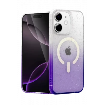 Newface Apple iPhone 12 Pummel Shiny Magsafe Kapak - Mor