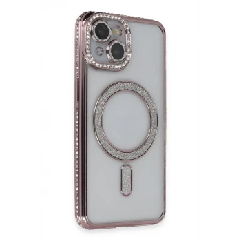 Newface Apple iPhone 13 Kılıf Joke Simli Magneticsafe Kılıf - Pembe