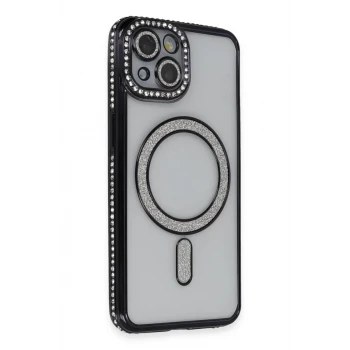 Newface Apple iPhone 13 Kılıf Joke Simli Magneticsafe Kılıf - Siyah
