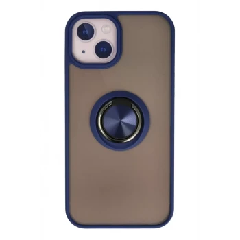 Newface Apple iPhone 13 Kılıf Montreal Yüzüklü Silikon Kapak - Lacivert