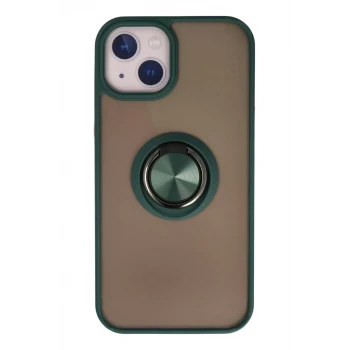 Newface Apple iPhone 13 Kılıf Montreal Yüzüklü Silikon Kapak - Yeşil