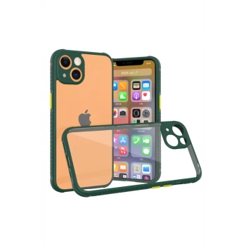 Newface Apple iPhone 13 Mini Kılıf Miami Şeffaf Silikon - Koyu Yeşil