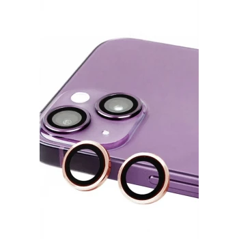 Newface Apple iPhone 13 Mini Raze Metal Kamera Lens - Pembe