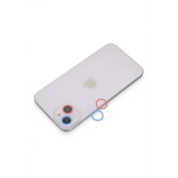 Newface Apple iPhone 13 Mini Renkli Kamera Lens Koruma Cam - Pembe-Mavi