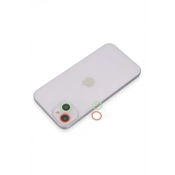 Newface Apple iPhone 13 Mini Renkli Kamera Lens Koruma Cam - Yeşil-Pembe