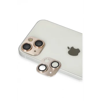 Newface Apple iPhone 13 Pers Alüminyum Kamera Lens - Gold