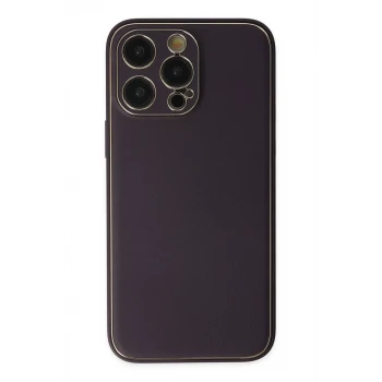 Newface Apple iPhone 13 Pro Kılıf Coco Deri Silikon Kapak - Derin Mor