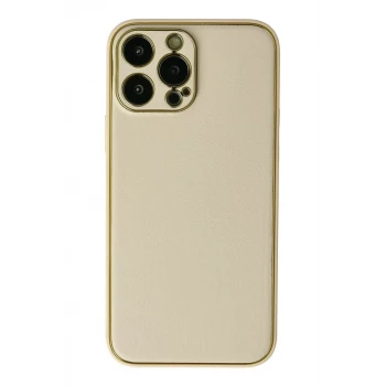 Newface Apple iPhone 13 Pro Kılıf Coco Deri Silikon Kapak - Gold