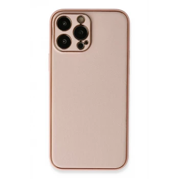Newface Apple iPhone 13 Pro Kılıf Coco Deri Silikon Kapak - Pembe