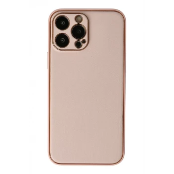 Newface Apple iPhone 13 Pro Kılıf Coco Deri Silikon Kapak - Pudra