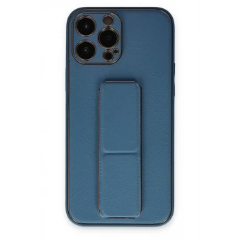 Newface Apple iPhone 13 Pro Kılıf Coco Deri Standlı Kapak - Açık Mavi
