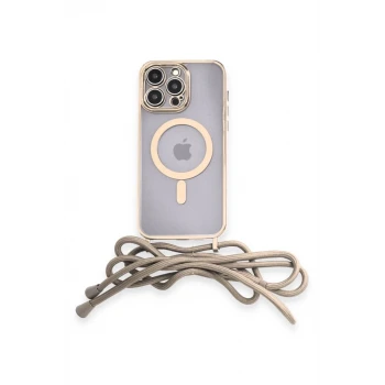 Newface Apple iPhone 13 Pro Kılıf Divo Lazer Askılı Magsafe Kapak - Gold