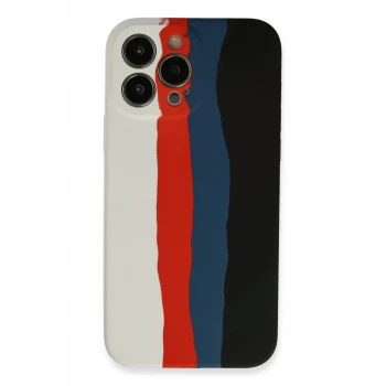 Newface Apple iPhone 13 Pro Kılıf Ebruli Lansman Silikon - Beyaz-Siyah