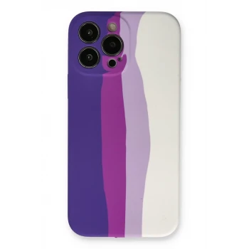 Newface Apple iPhone 13 Pro Kılıf Ebruli Lansman Silikon - Mor-Beyaz