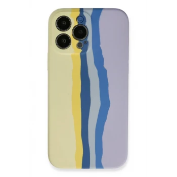 Newface Apple iPhone 13 Pro Kılıf Ebruli Lansman Silikon - Sarı-Lila