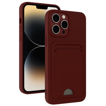Newface Apple iPhone 13 Pro Kılıf Kelvin Kartvizitli Silikon - Bordo