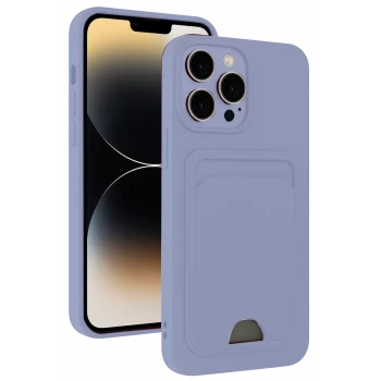 Newface Apple iPhone 13 Pro Kılıf Kelvin Kartvizitli Silikon - Lila