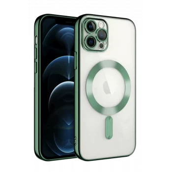 Newface Apple iPhone 13 Pro Kılıf Kross Magneticsafe Kapak - Koyu Yeşil
