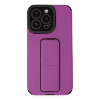 Newface Apple iPhone 13 Pro Kılıf Mega Standlı Silikon - Mor