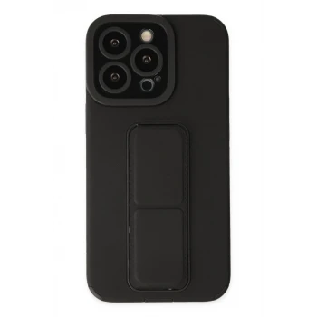 Newface Apple iPhone 13 Pro Kılıf Mega Standlı Silikon - Siyah
