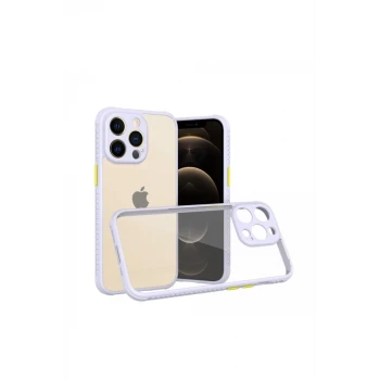 Newface Apple iPhone 13 Pro Kılıf Miami Şeffaf Silikon - Lila