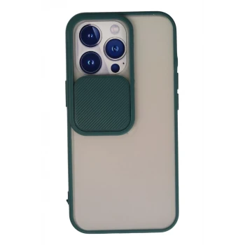Newface Apple iPhone 13 Pro Kılıf Palm Buzlu Kamera Sürgülü Silikon - Yeşil