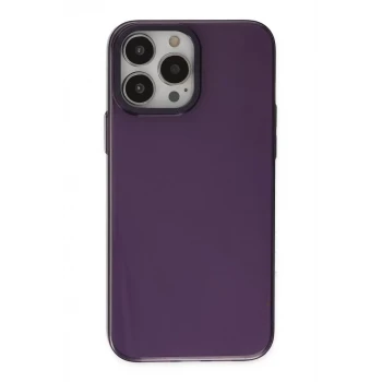 Newface Apple iPhone 13 Pro Max Kılıf Anka PC Sert Metal Kapak - Mor