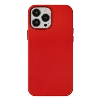 Newface Apple iPhone 13 Pro Max Kılıf Asya Deri Silikon - Kırmızı