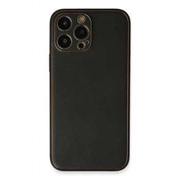 Newface Apple iPhone 13 Pro Max Kılıf Coco Deri Silikon Kapak - Siyah