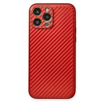 Newface Apple iPhone 13 Pro Max Kılıf Coco Karbon Silikon - Kırmızı