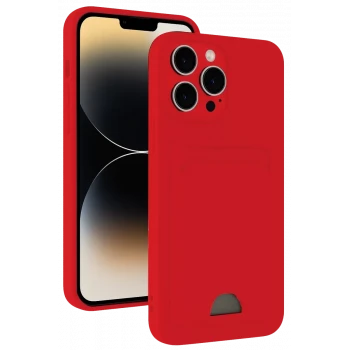 Newface Apple iPhone 13 Pro Max Kılıf Kelvin Kartvizitli Silikon - Kırmızı