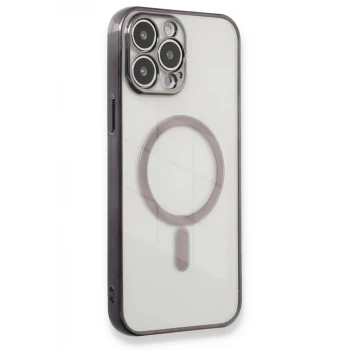 Newface Apple iPhone 13 Pro Max Kılıf Magneticsafe Lazer Silikon - Siyah