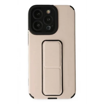 Newface Apple iPhone 13 Pro Max Kılıf Mega Standlı Silikon - Gold