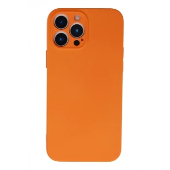 Newface Apple iPhone 13 Pro Max Kılıf Nano içi Kadife Silikon - Turuncu