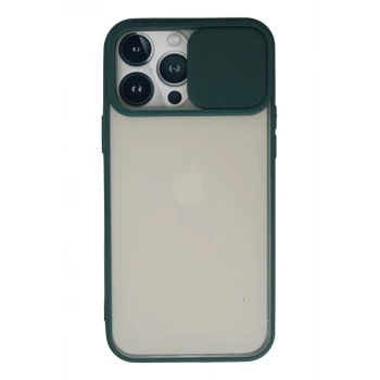 Newface Apple iPhone 13 Pro Max Kılıf Palm Buzlu Kamera Sürgülü Silikon - Yeşil